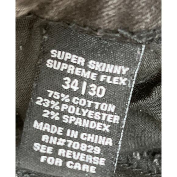 Rue 21 Premium Skinny supreme flex 34x30 Jeans Mens Denim Black Rock Distressed - Picture 4 of 7